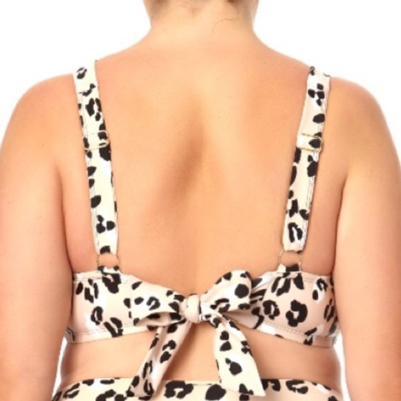 Terra & Sky Womens Leopard Print Tie Bralette Bikini Top Size 4X (28W-30W) - Picture 2 of 7